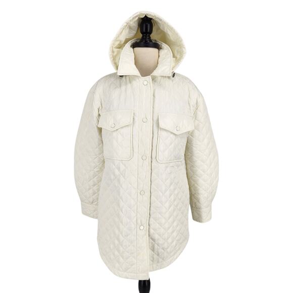 Lucky Brand Jackets & Blazers - SALE Lucky Brand Diamond Quilted Snap Front Long Puffer Coat W/ Removable Hood